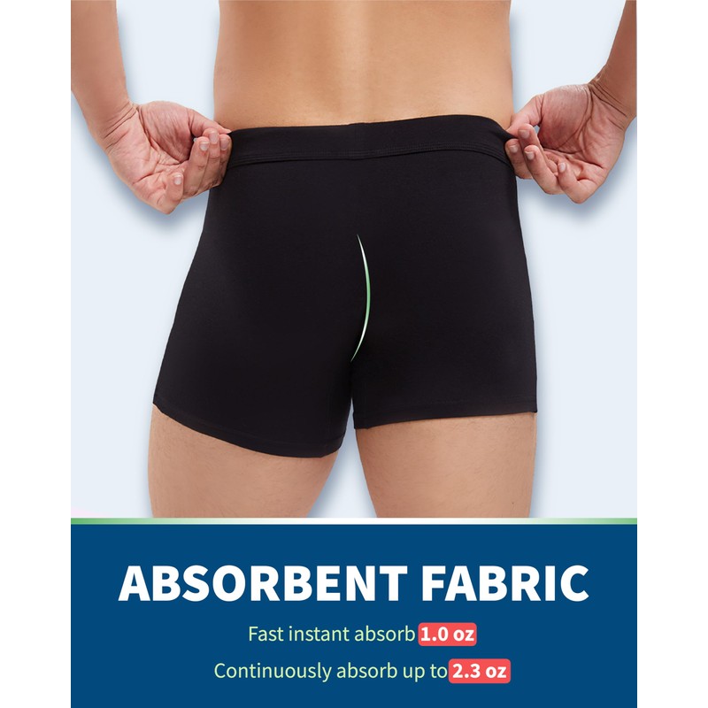 REELINDRY Washable Incontinence Underwear for Men, 2.3 oz Absorbent Leak