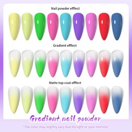 9 Color Gradient Powder Palette Gel Nail Powder with 6 Sponge Tips for Painting Nail Art (2)