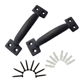 YMAISS 2packs Rustic Gate Handle,6.38in Cast Iron Sliding Barn Door Handle,Black Vintage Metal Gate Pull Handle, Fence Antique Long Cabinet Handles,Farmhouse Decor Metal Grab Bar,Sliding Door Pull