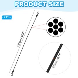 PATIKIL 1/8 Inch Dia Vinyl Coated Stainless Steel Cable Loops, Pack of 2 4 ft (48 Inch) Flexible Wire Rope Security Chain Lanyard Lock for Outdoor Stage Lighting Luggage Lock, Black