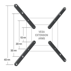 Master Mounts 106 VESA Pattern Extension Arms (4 Arms Included) - LED LCD Arms Attach to Your TV Mount to Extend The VESA Hole Pattern up to 400x400, Holds up to 66 pounds (Black)