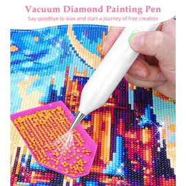 PUUQII Electric Diamond Painting Pen Kit,Waxless Vacuum Diamond Art Pen Accessories for Adults & Kids,Wireless USB-C Rechargeable Battery Diamond Art Tools with Ergonomic Lightweight Design