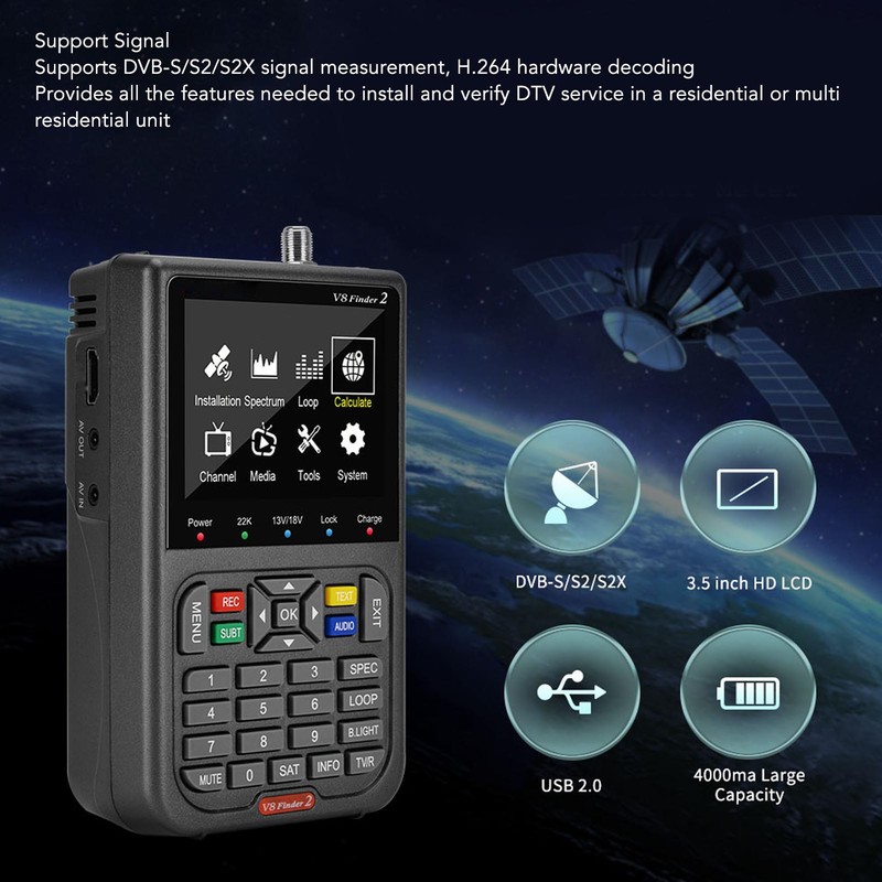 V8 Finder 2 Satellite Finder Signal Meter 3.5inch HD LCD