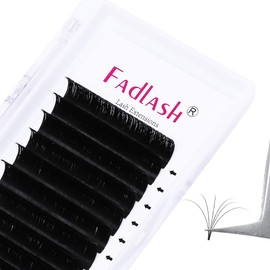 Eyelash Extensions Mega Volume Lashes C Curl Self Fanning Lashes 0.03 18mm Easy Fan Lash Extension Supplies Rapid Blooming Lashes by FADLASH (0.03-C, 18mm)