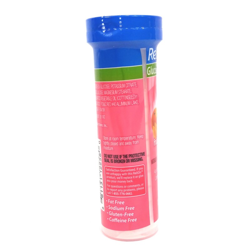 ReliOn Glucose Fruit Punch, 10 Tablets, On-The-Go Tube.