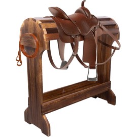 Large Wood Saddle Rack with Curved Top Surface,Bridle Rack & Heavy-Heavy Duty Saddle Stand,Suitable for Displaying Trophy Tack at Home,Walnut