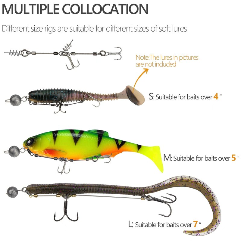 THKFISH Shallow Rig Pike Stinger Systems Treble Fishing Hooks for