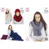 King Cole 5540 Knitting Pattern Cowl Scarf Wrap Hats Blanket Cushion in Funny Yummy
