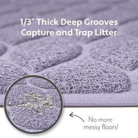 Mighty Monkey Waterproof BPA Free Cat Litter Box Trapping Mat, Easy Clean Floors, Textured Backing, Soft on Sensitive Kitty Paws, Cats Accessories, Less Waste, Stays in Place, 24x17, Purple