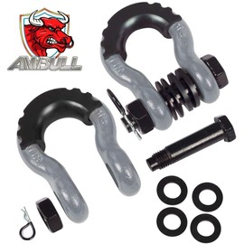 AMBULL Shackles 3/4 Inch D Ring Shackle (2 Pack) 45,000lb Break Strength with 7/8 Inch Pin, Isolator and Washer Kits for Use with Tow Strap, Winch, Off-Road Jeep Truck Vehicle Recovery, Grey