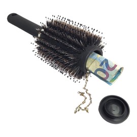BUSDUGA 4371 Hair Brush with Money Compartment, 23 x 8 cm, Round Brush with Hiding Place for Valuables Beach Safe