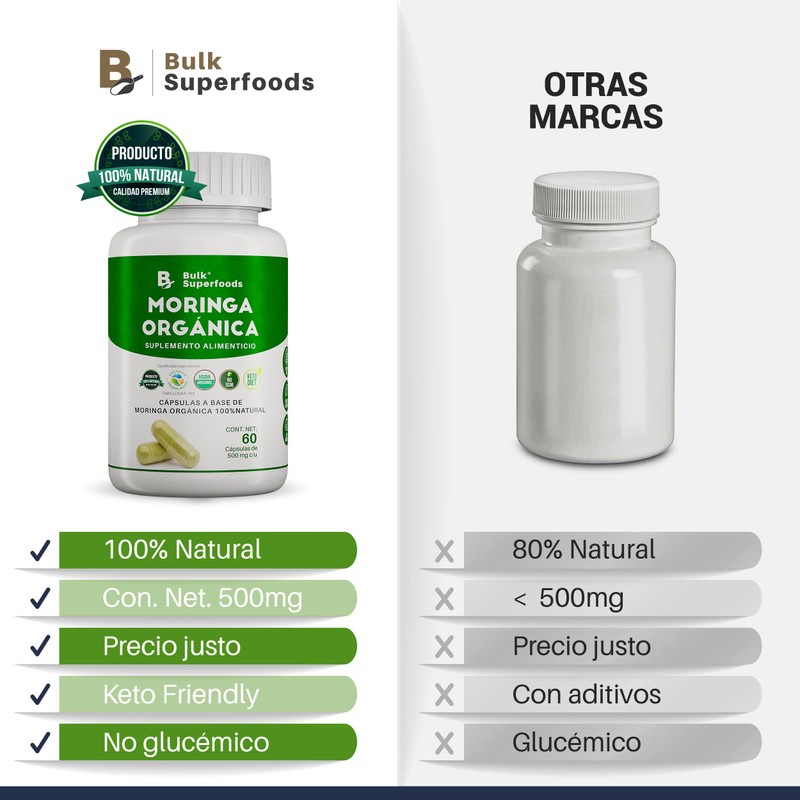 BULK SUPERFOODS | Moringa Pura Organica 100% Natural | 60