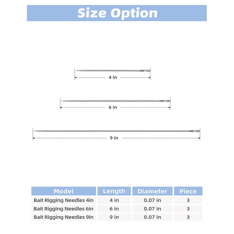 BLUEWING Bait Rigging Needles 3pc Bait Rigging Saltwater and Freshwater