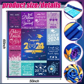 Mindsoft Graduation Gifts Throw Blanket 2024 Graduation Gifts for Her Him Class of 2024 Throw 50" x60'' Graduation Party Supplies High School College Graduation (Multicolor, Graduation)