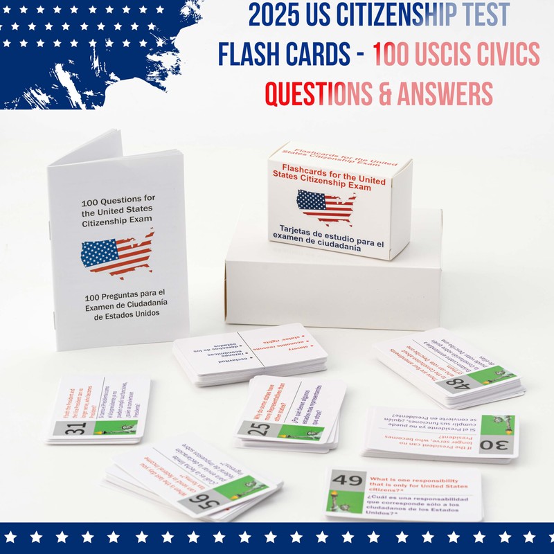 US Civic Test Flash Card 2025-100 USCIS Citizenship Flash Card