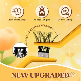 QUEWEL Selbstklebende Wimpernverlängerungen, natürlicher Look, ohne Kleber, 60-teiliges wiederverwendbares Wimpern-Set für Anfänger, einfach zu verwenden (MJ01-A)