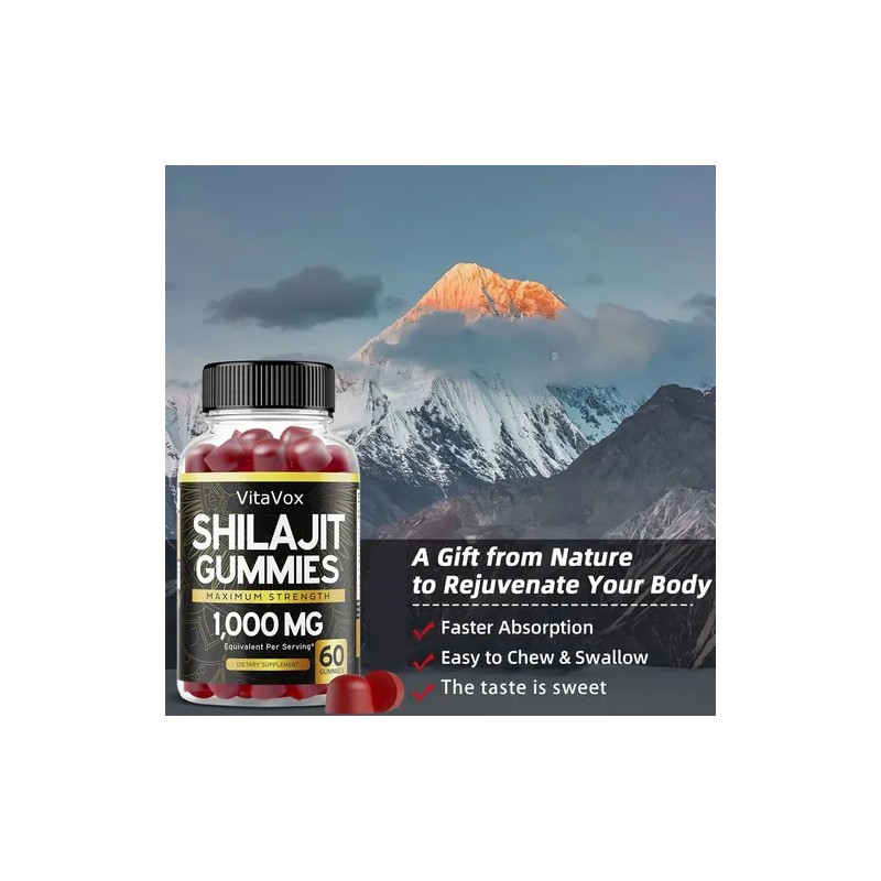 2pc Shilajit Gummies 1000mg Grade With 85+ Energy Usa Made