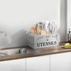 Kitchen Utensil Holder with 3 Compartments, Wooden Storage Utensil Organizer