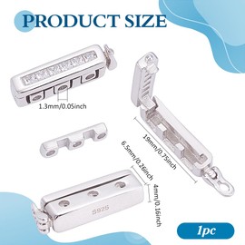 PH PandaHall 925 Sterling Silver Necklace Clasp, Rectangle Jewelry Clasp with Clear Cubic Zirconia Connection Bracelet Claps Closures Jewelry Findings for Jewelry Making Necklace Bracelet, Platinum