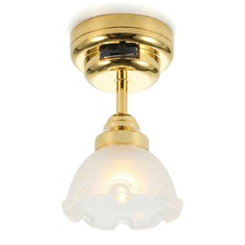 Toyvian Doll House Led Chandelier: 1 12 Scale Miniature Ceiling Lamp Dollhouse Furniture, Flower Shape Light Tiny Light up Lamp Craft for DIY Mini Living Room Bedroom Scene