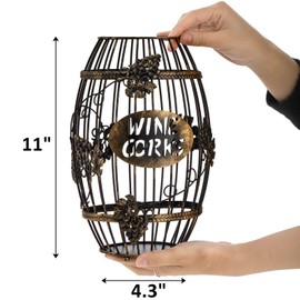 ZOOFOX Wine Cork Holder, Barrel-Shaped Metal Wine Cork Holder with Large Capacity, Decorative Vino Cork Storage Box for Kitchen, Great Gift Idea for Wine Lover