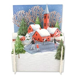 Ice Skating Family at Christmas 3D Pop Up Christmas Greeting Card by Alljoy Card XPOP017