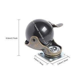 4 Pack, Youngine Antique Ball Caster Wheels with Brake, Plate Ball Swivel Caster Wheels with 360 Degree Rotation for Furniture Ottoman Sofa Cabinets Wheelchairs (2inch-Plate)
