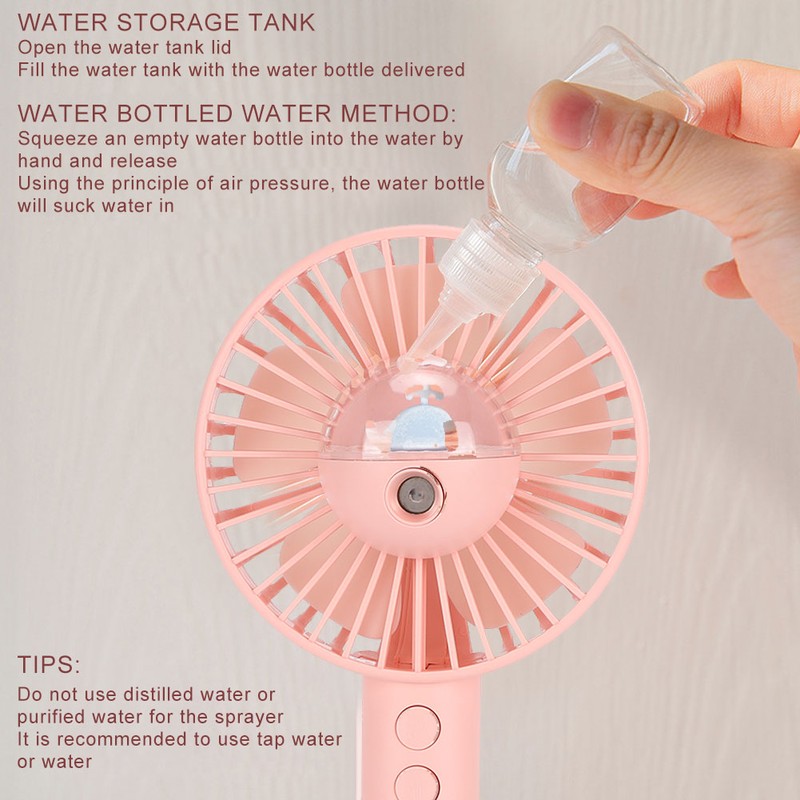 Portable ABS 10ml Water Tank Mini Handy Mist Spray Fan