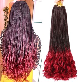 ABIELIU French Curl Braiding Hair Extensions Crochet Braids Hair Extensions Crochet Box Braids Curly Crochet Hair Extensions for Black Women Goddess Box Braids (22 Inchs (Pack of 8), 1B/Bug)