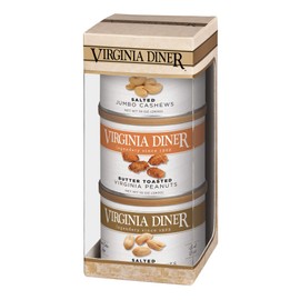 Virginia Diner Classics Triplet Treasure Virginia Peanuts Gift Set: Salted & Butter Toasted Peanuts, Jumbo Cashews, 27 oz total (Pack of 1) Salted