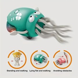 Qusases Smart Obstacle-Dodging Octopus Toy – Interactive LED Light Show, Music & USB Rechargeable (Green)