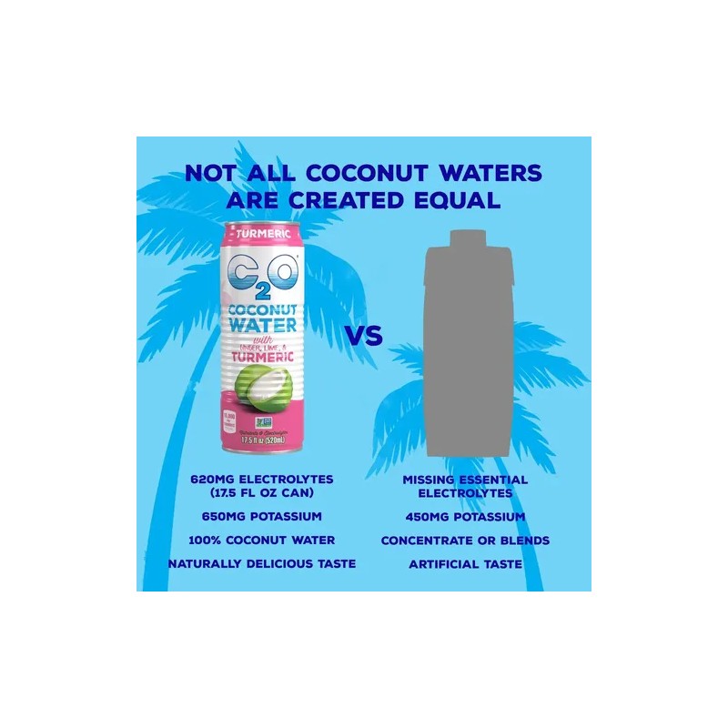 C2o Agua De Coco Con Jengibre, Lima Y Cúrcuma -