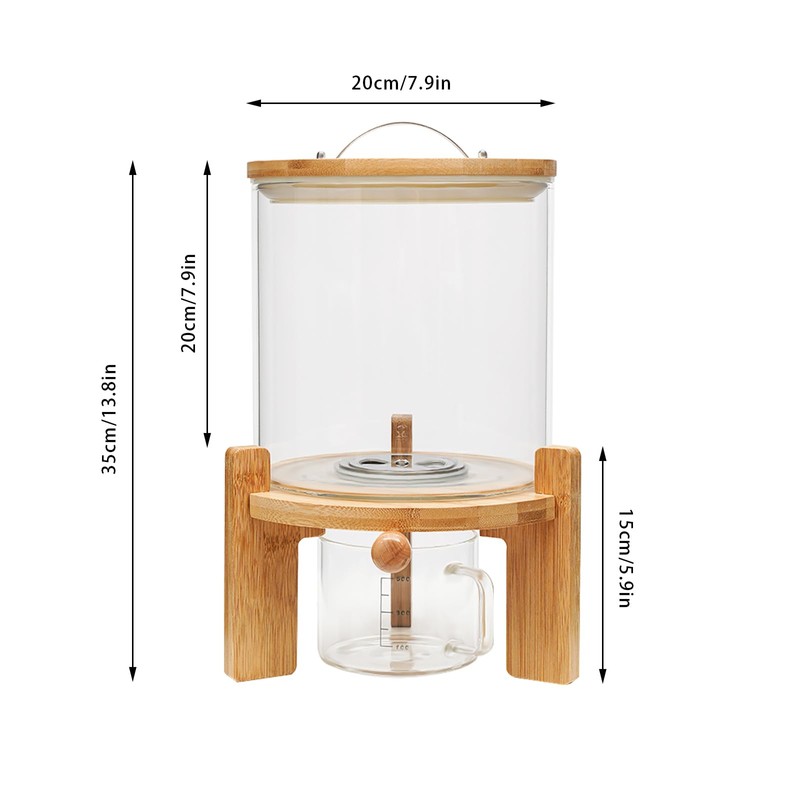 AngelcityCC Flour and Cereal Container, Rice Dispenser 5L Glass Food