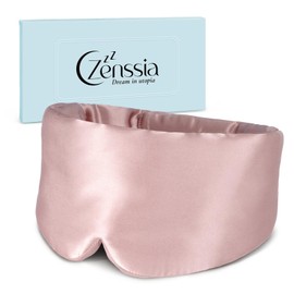 Zenssia Sleep Mask Silk for Men and Women, Enlarged and Widened Eye Mask with Adjustable Velcro for Daily Rest and Short Breaks when Travel, Dusky Pink