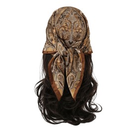 Floerns Women's Vintage Silk Bandana Paisley Print Headscarf Boho Square Hair Scarf, Brown, One Size