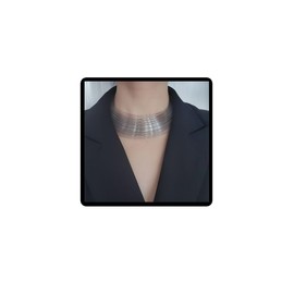 Cubahop Multi Layer Open Filament Necklace and Bracelet Set Punk Alloy Choker Jewellery for Women, Metal, No Gemstone