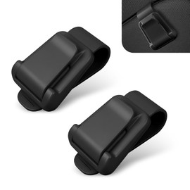 Zeathery 2 PCS Car 2-in-1 Sunglass Holder, Scratchproof & Heat-resistant Single-hand Glasses Holder, Sun Visor Glasses Clip with Elastic Snap Fastener, Universal for Most Cars, Trucks (Black)