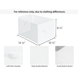 StorageWorks Storage Bins for Organizing, Decorative Storage Baskets for Shelves, Fabric Closet Bins with Handles, White, 3-Pack
