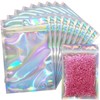 EgticLive 100 Pack Resealable Holographic Bags for Small Business, Iridescent