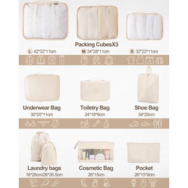 TRMFUSA Packing Cubes 10 PCS, Mesh Breathable Luggage Organizers Bags, Packing Organizers, Durable Travel Essentials Bags Set, Travel Packing Organizers, Beige