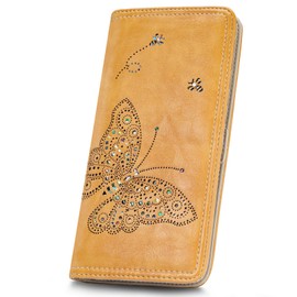 KITEVIUN Bifold Womens Wallet RFID Blocking Slim Wallets for Women with Zipper Butterfly Design Wallet Women