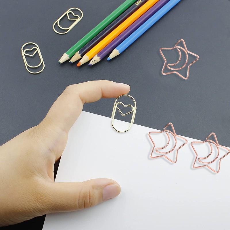 100pcs Star Moon Paper Clips Prevent Rust Skid Resistance Cute