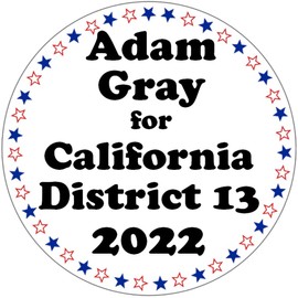 Adam Gray for California Congress 2022-10 Pack Circle Stickers 3" x 3"
