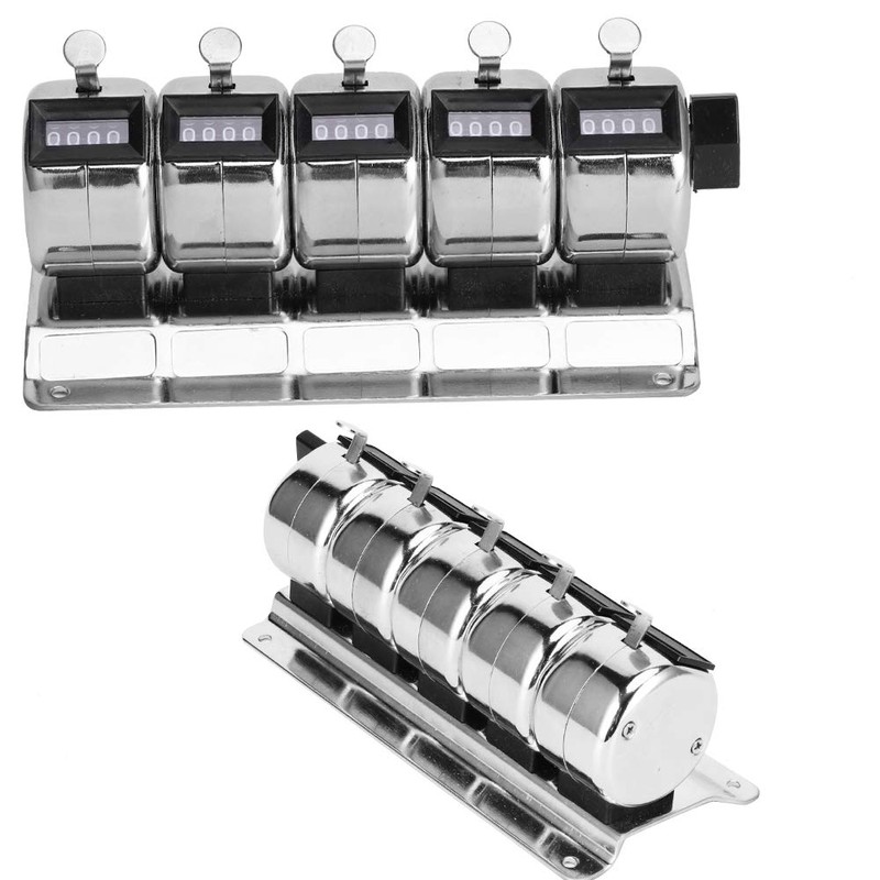 Stainless Steel Mechanical Counter 4‑Digit 5 Units Hand Tally Mechanical