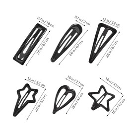 Beaupretty 18 Pcs Black Snap Hair Clips Metal Snap Hair Clip Star Heart Shaped Snap Barrettes Non Slip Hair Clips for Girls Women for Hair Styling