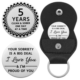 Ukodnus 5 Years Sobriety Coin, AA/NA Medallion Recovery Chips, Sober for Men Women in Recovery, Five Years Clean Alcoholic/Narcotics Anonymous Sober Gift Token