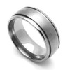 DoubleAccent 8MM Comfort Fit Titanium Wedding Band Beveled Edges Grooved
