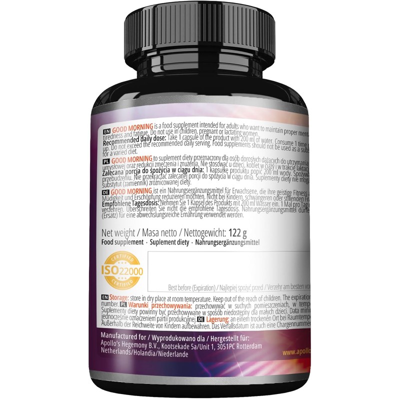 Good Morning - 150 Vegan Capsules - Natural Extract Blend