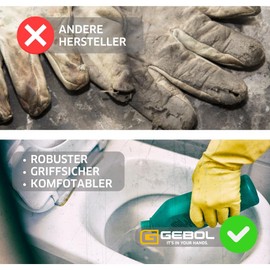 Gebol Dana, 6 Paar Haushalt-Gummihandschuhe mit 27cm langer Stulpe, latexbeschichtete Putzhandschuhe für eine sichere Reinigung im Haushalt, mit rutschfester Textur, Gr. XL/10, Gelb