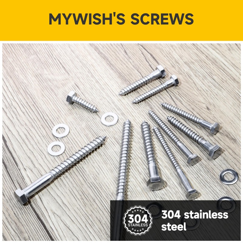 (4Sets) 1/2" x 6" Hex Head Lag Bolts, Heavy Duty